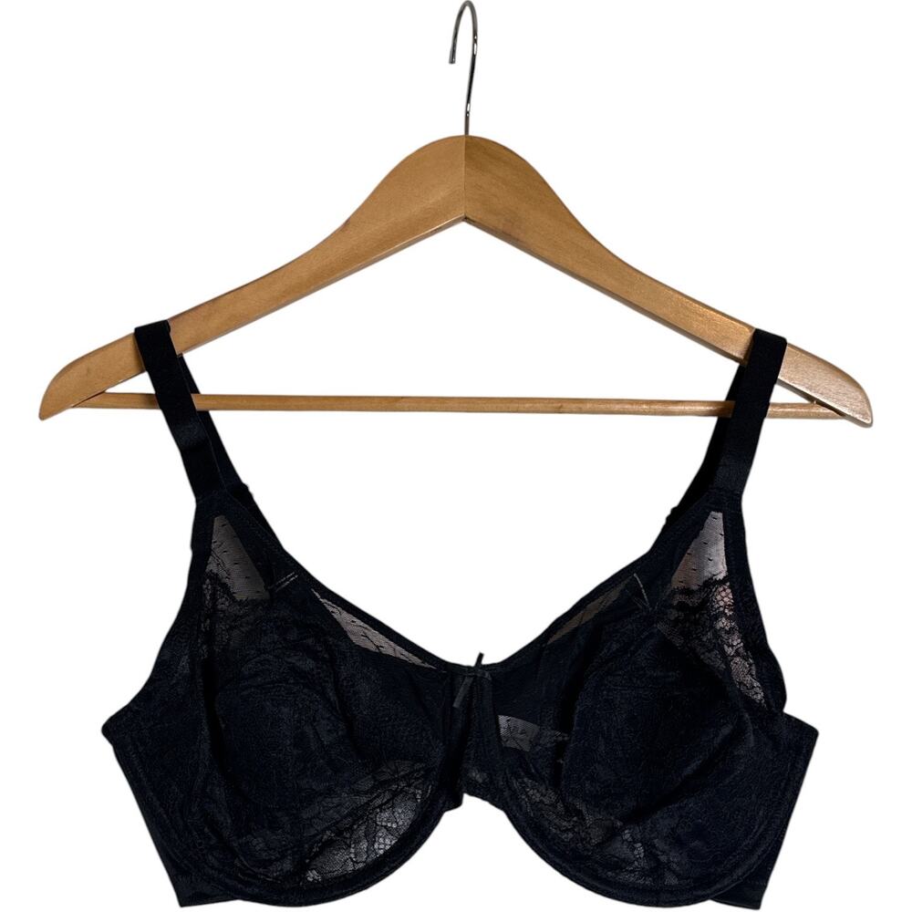 HSIA Enchante Black Lace Underwire Bra NWT 36DD Full Coverage Unlined - Picture 2 of 8